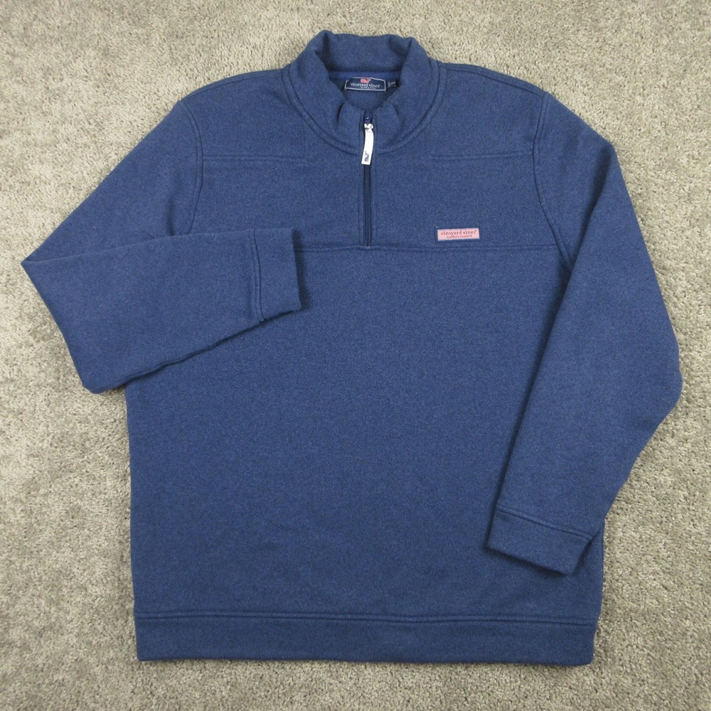 Vineyard Vines Sweater Mens 2XL Navy Blue Heavy Knit Quarter Zip Pullover Logo